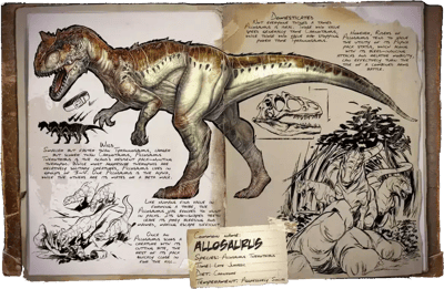 an image of the ARK: Survival Ascended creature/dinosaur Allosaurus