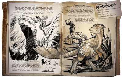 an image of the ARK: Survival Ascended creature/dinosaur Deinonico