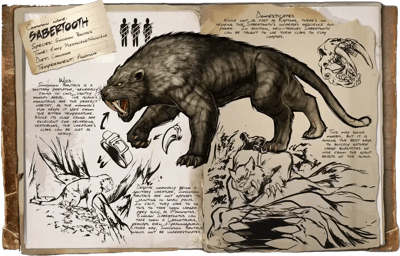 an image of the ARK: Survival Ascended creature/dinosaur Smilodon