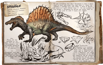an image of the ARK: Survival Ascended creature/dinosaur Spino