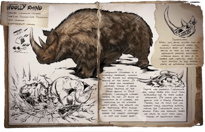 an image of the ARK: Survival Ascended creature/dinosaur Rhinocéros laineux