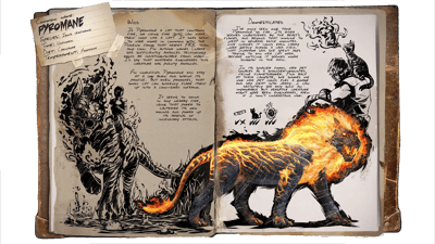 an image of the ARK: Survival Ascended creature/dinosaur Pyromane
